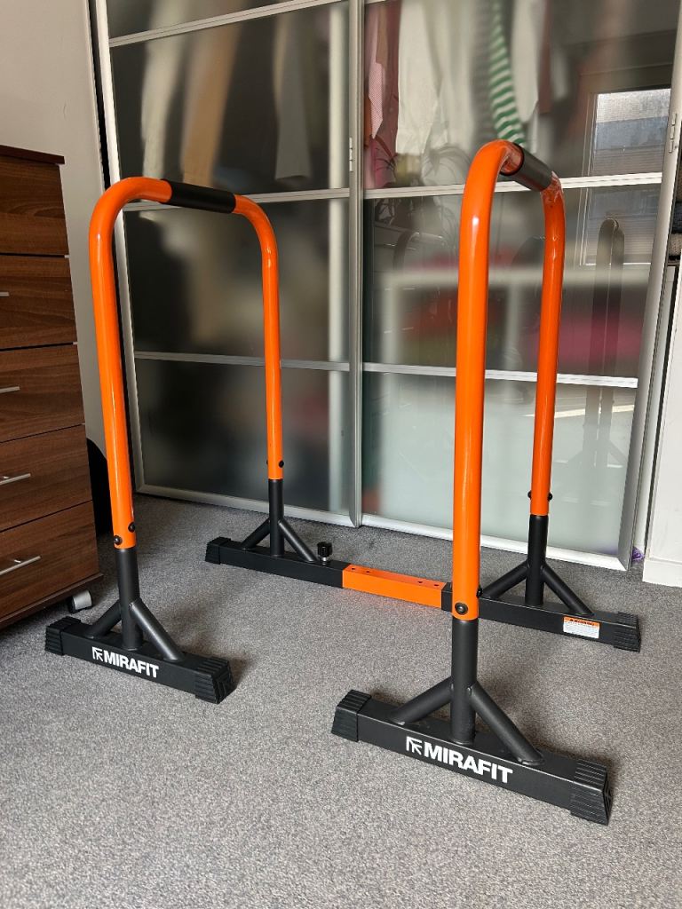 Mirafit Dip Bars with Adjustable Width Extension For Stability