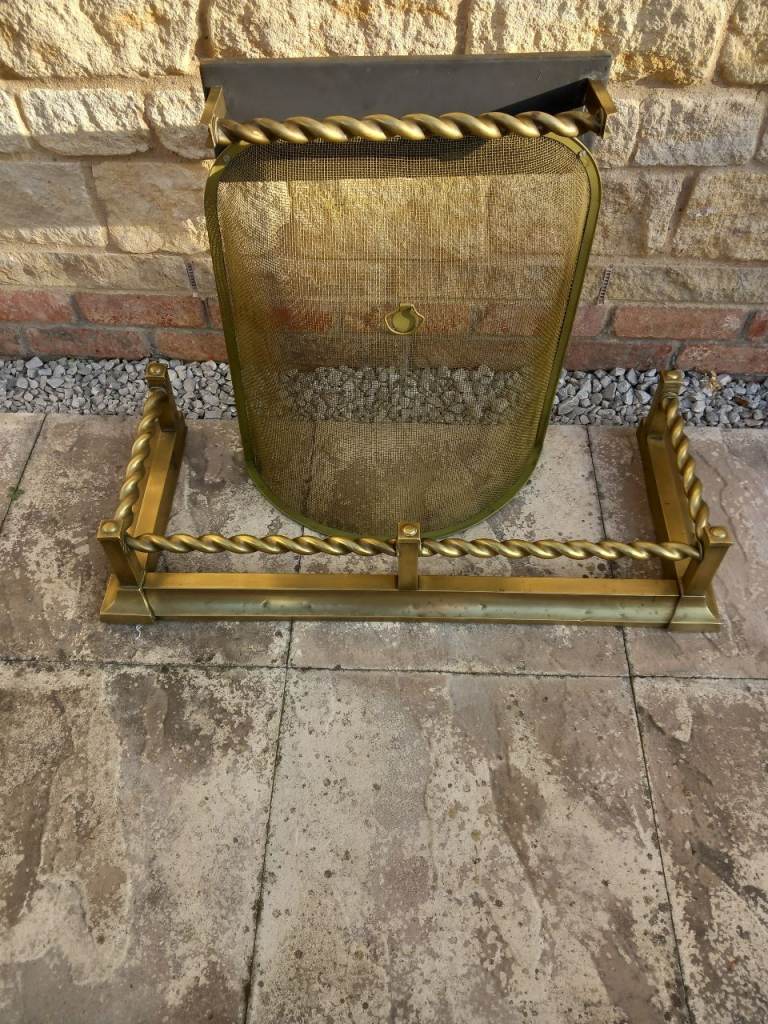 Brass Fire Guard and Fender Set – Good Condition