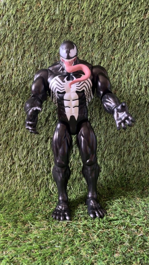 Battery - Marvel Venom Action Figure, Black, White Spider Emblem, Pink Tongue