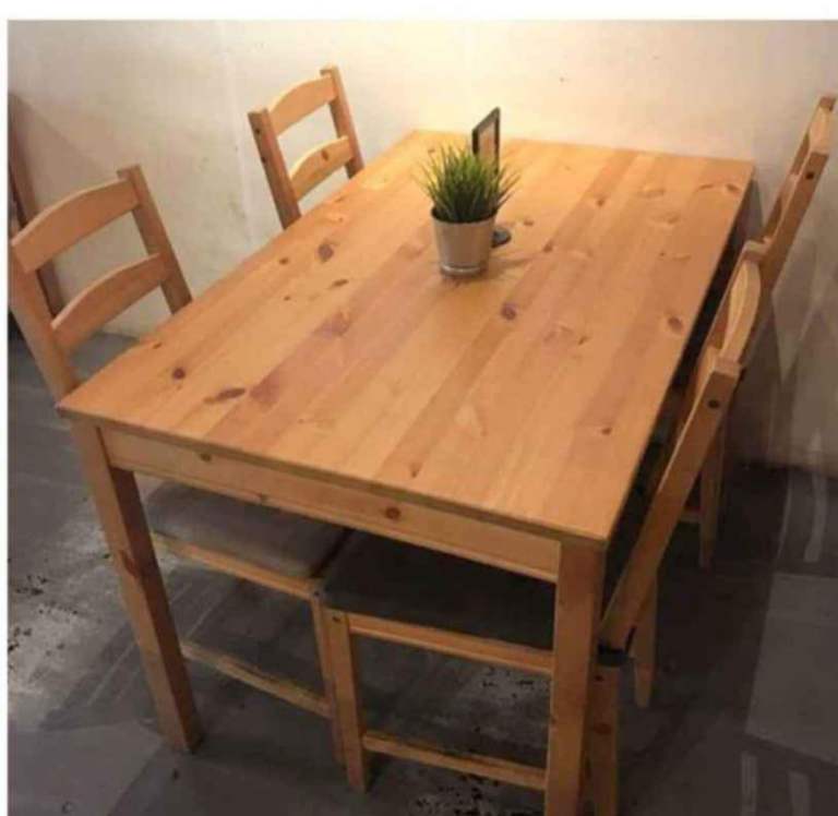IKEA Wooden Dining Table and 4 Chairs – Good Condition