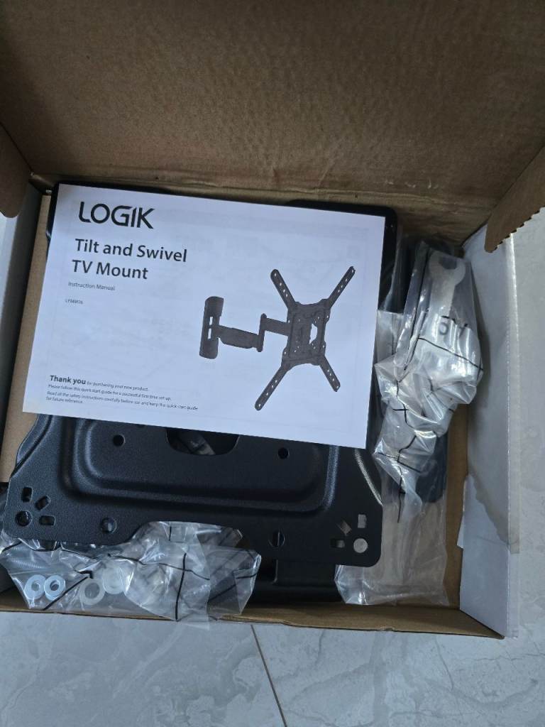 Logik Tilt and Swivel TV Mount – Full Motion, New