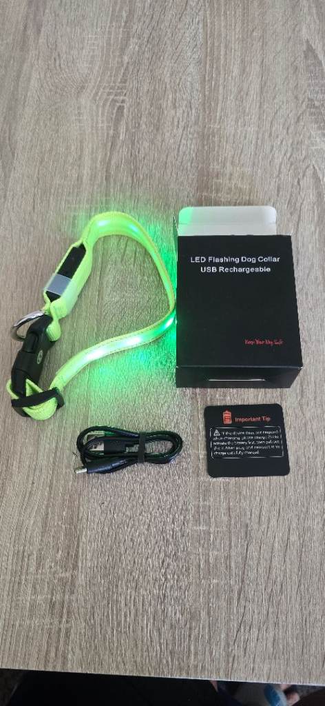 LED Flashing Dog Collar Light Up Rechargeable Night Illuminated Size Small