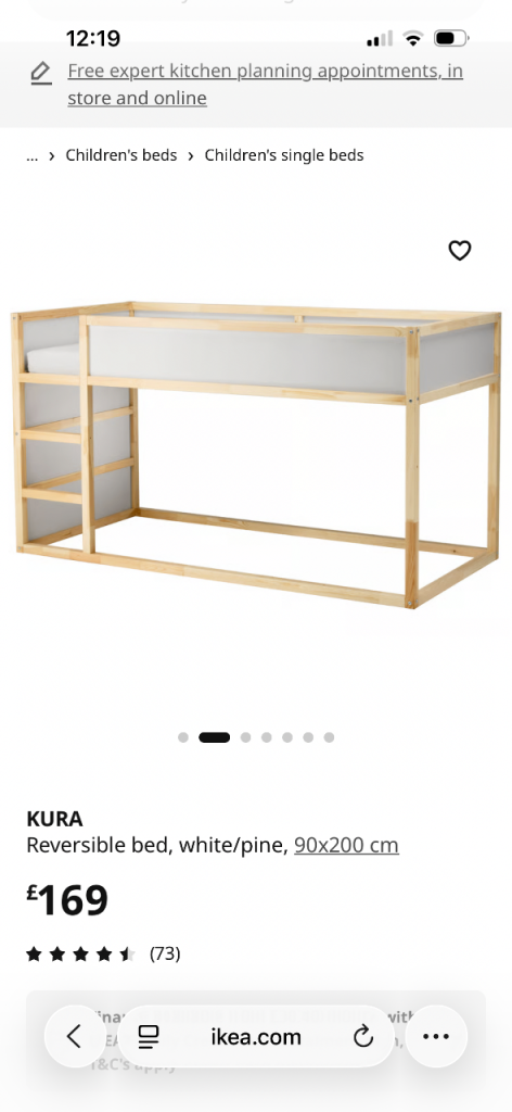 Ikea kura reversible bed 