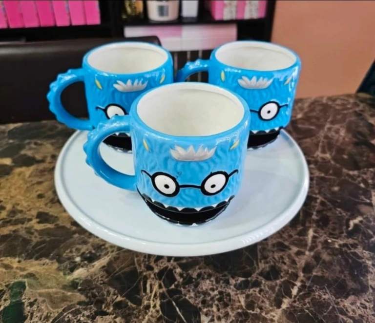 Set of 3 Blue Monster Mugs – Cute & Fun