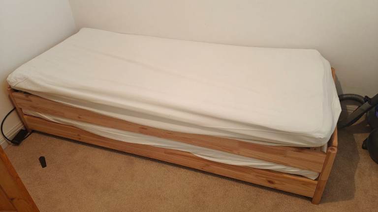 Ikea UTÅKER Stackable bed * 2 + 2 ÅFJÄLL mattresses + double and single mattress topper