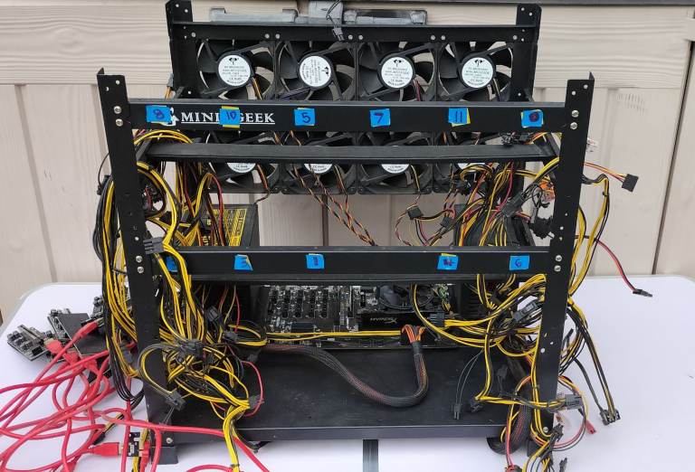 12 GPU Crypto Mining Rig with 2x 2200W PSUs