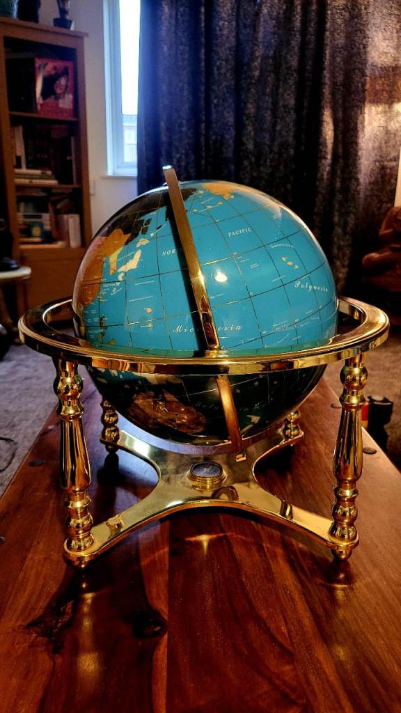 Antique, gemstone, blue lapis ocean globe 