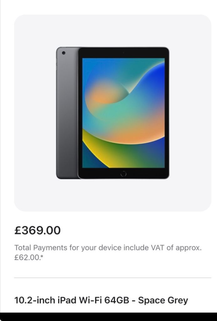 Apple iPad 9th Gen (A2602) 10.2" 64GB - Space Grey, WiFi