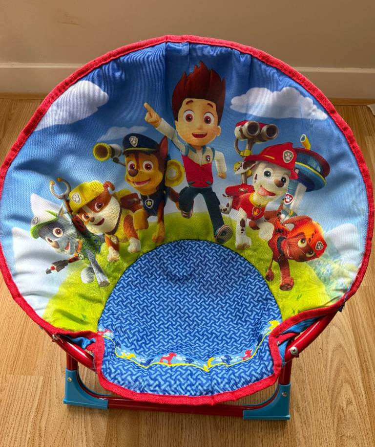 Kids PAW Patrol Folding Round Moon Chair - Camping, Garden, Beach, Indoor, 50D x 50W x 50H cm