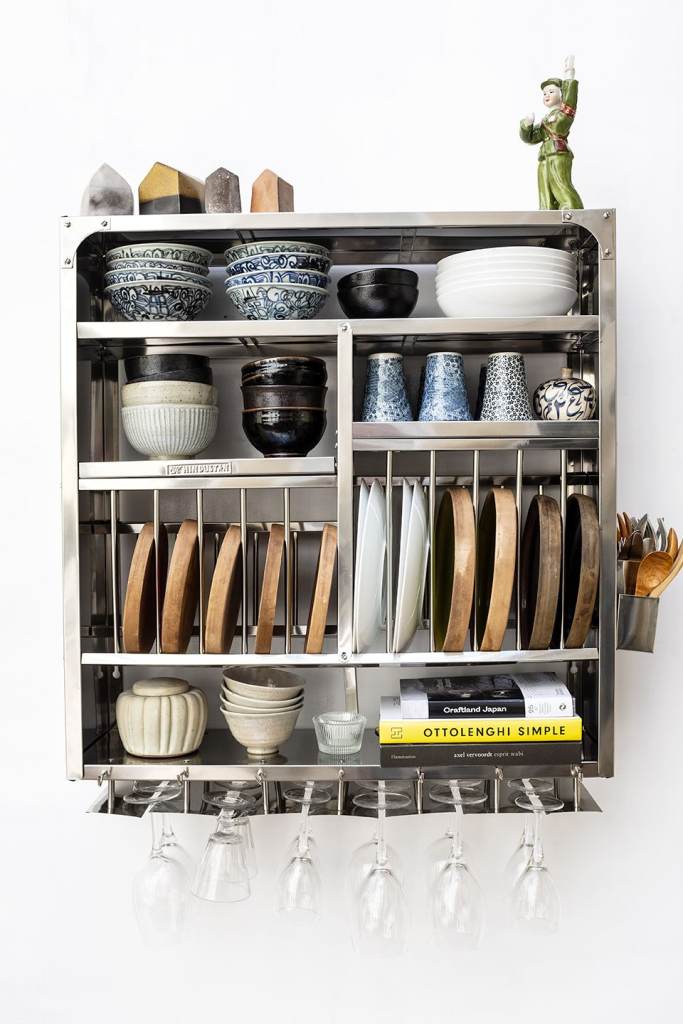Stainless Steel Kitchen Wall Shelf with Plate & Cup Rack
