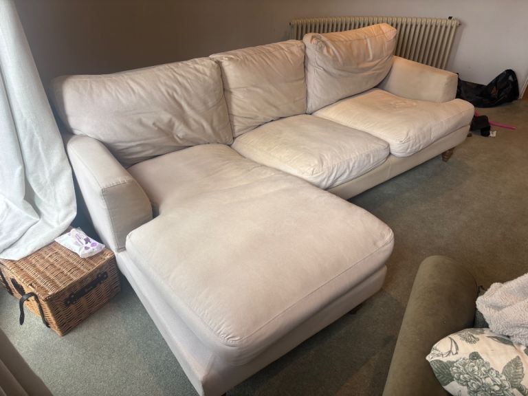 Cream Fabric Corner Sofa with – fair Condition