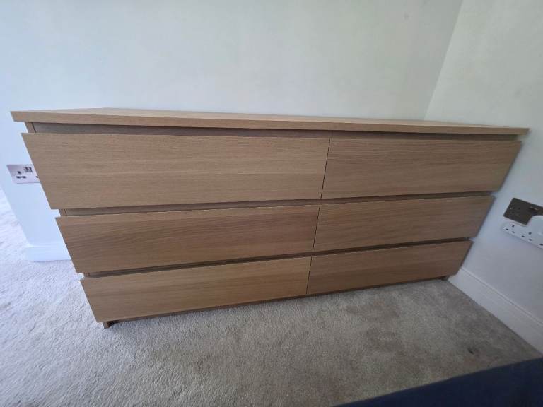 IKEA MALM 6 Drawer Chest – Oak Veneer – Great Condition - £60