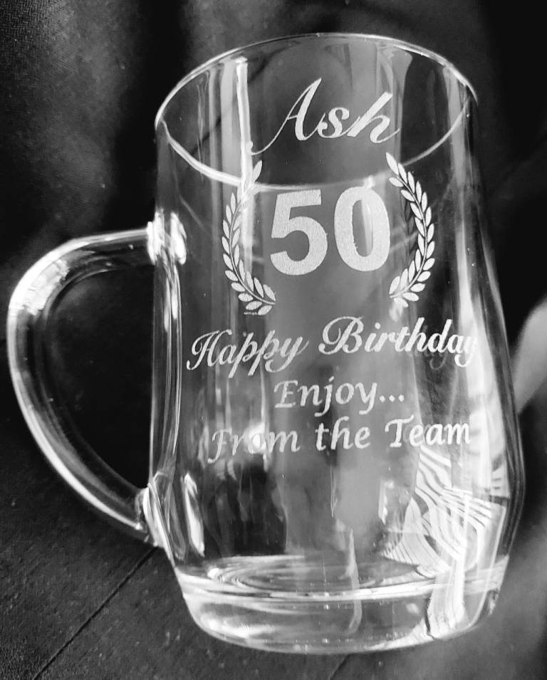Personalised engraved beer glass
