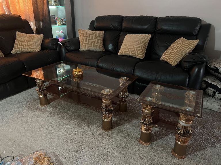 Glass Coffee Table and Side Table Set – Good Condition