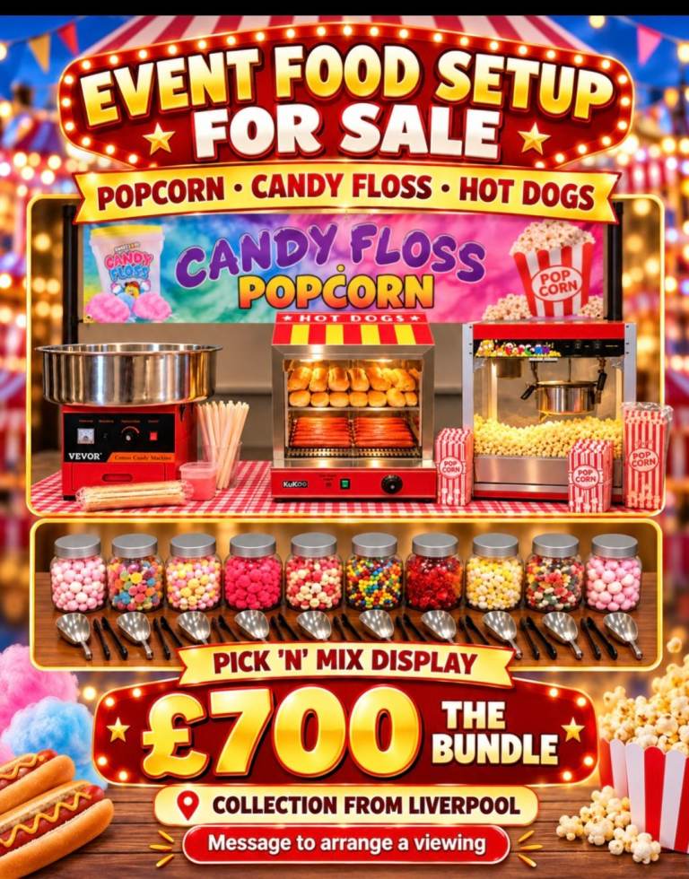 Event Food Setup Bundle - Popcorn, Candy Floss, Hot Dogs, Pick 'n' Mix