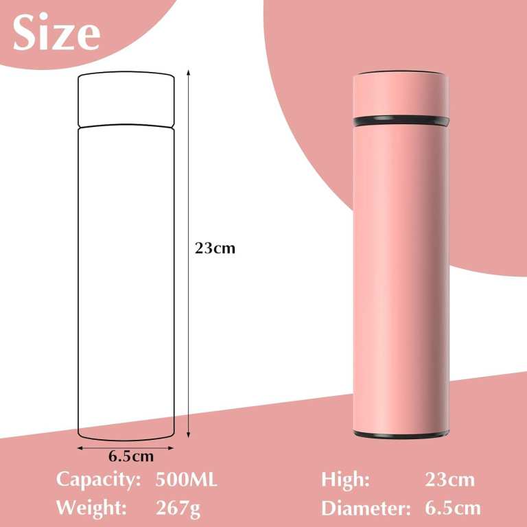 New Pink Metal Drinks Bottle 500ML – Insulated