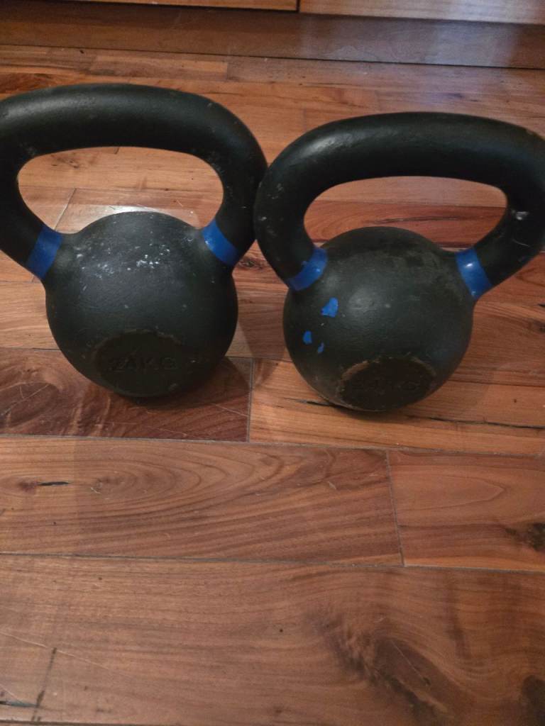Pair of Black 24kg Kettlebells – Good Condition