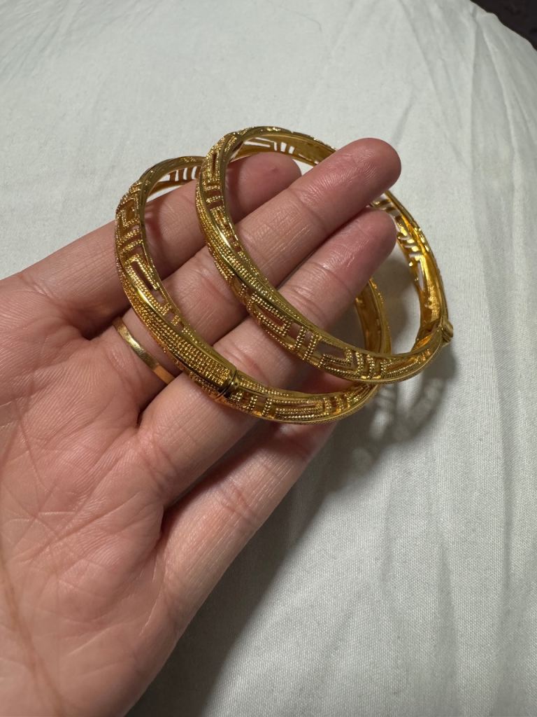 Lovely Pair of Gold Plated Bangles with Intricate Pattern