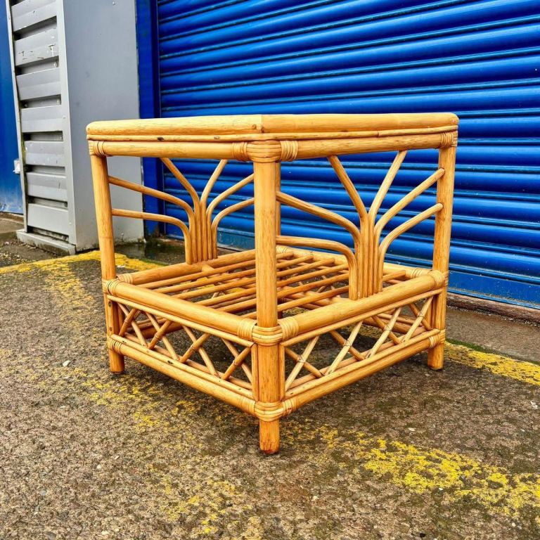 Mid Century Bamboo & Glass Occasional/ Side Table £22