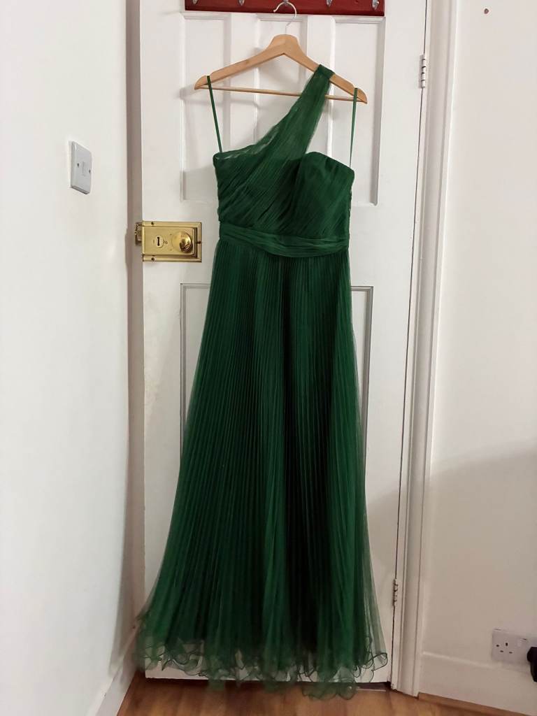 Emerald Green One Shoulder Pleated Maxi Dress – Formal / Occasion