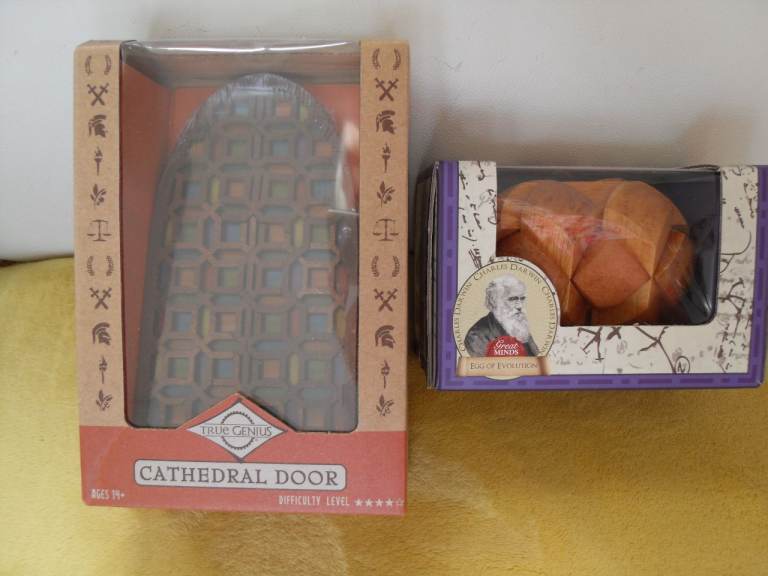 BNIB x2 Wooden Puzzles Darwins Egg of Evolution and Genius Cathedral Door