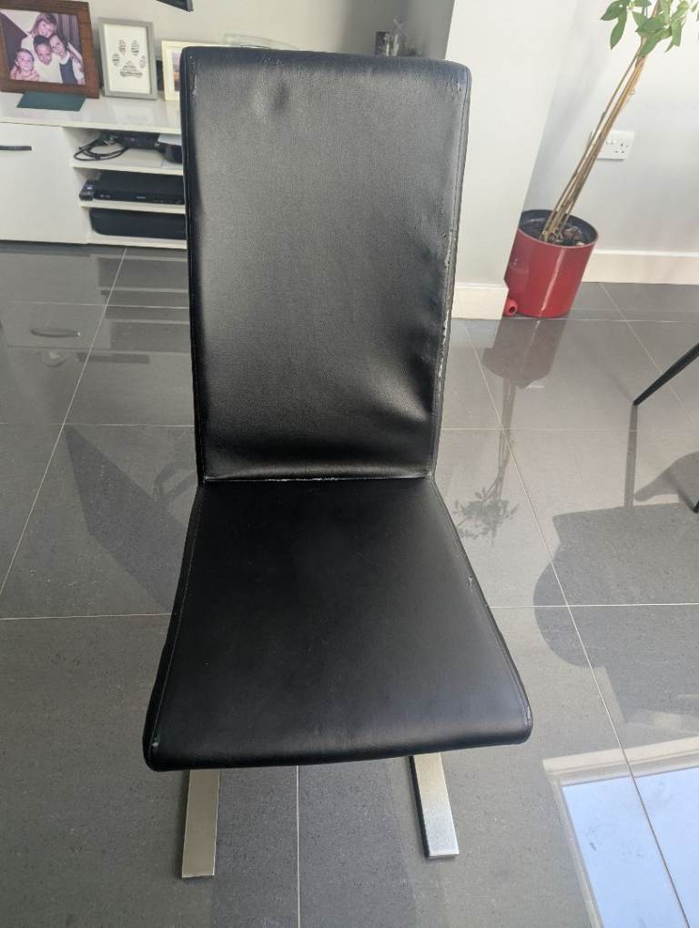 6 Black Dining Chair – Faux Leather