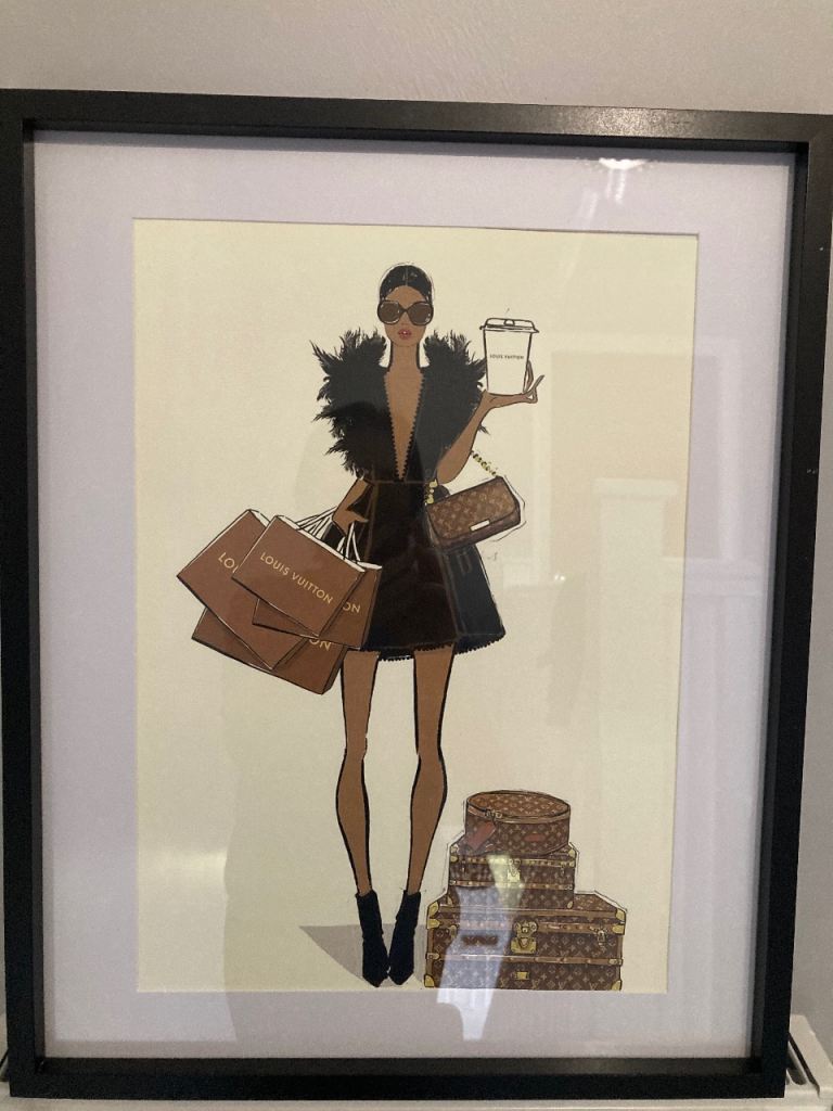 Fashion Illustration Print in Black Frame – Good Condition