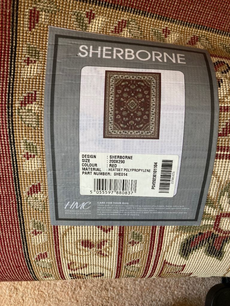 New Sherborne Red Heatset Polypropylene Rug 200x290cm