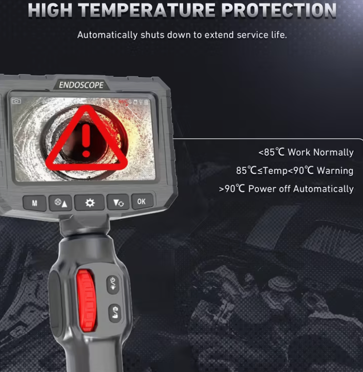 Two-Way Articulating Borescope Camera with Light - 360° Rotating Probe