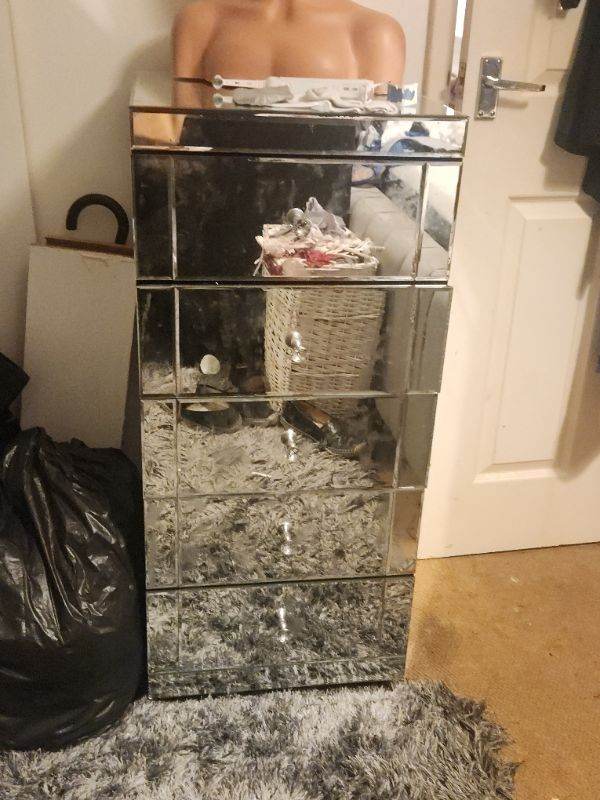 image for Mirrored tallboy drawer