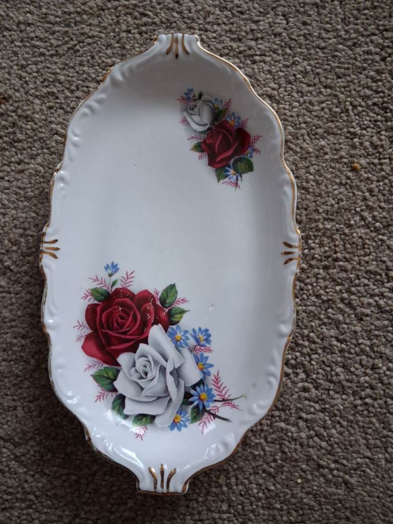 Vintage Queen Anne Bone China Serving Dish - Floral Design