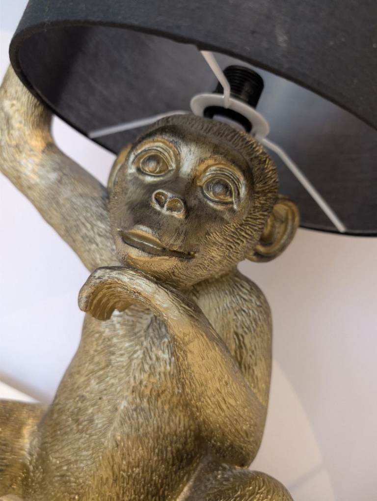 Dunelm Odisha Resin Monkey Gold Table Lamp Gold