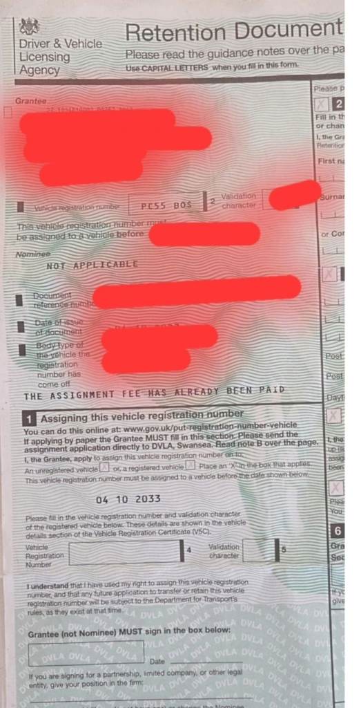 Cherished/private plate 