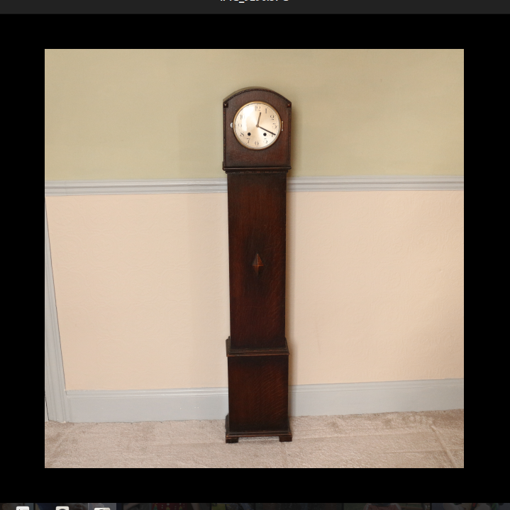 Granddaughter clock 50" tall 9" wide clockwork replaced with digital clockwork (fairly  quiet)