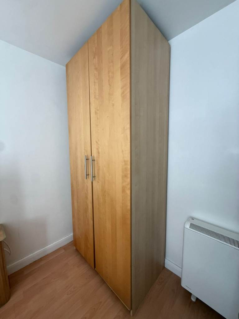 Spacious Wooden Wardrobe with Mirrors, Hanging Rail & Storage