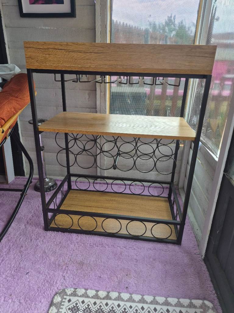 Wine Rack Bar Unit with Glass Holders – Good Condition