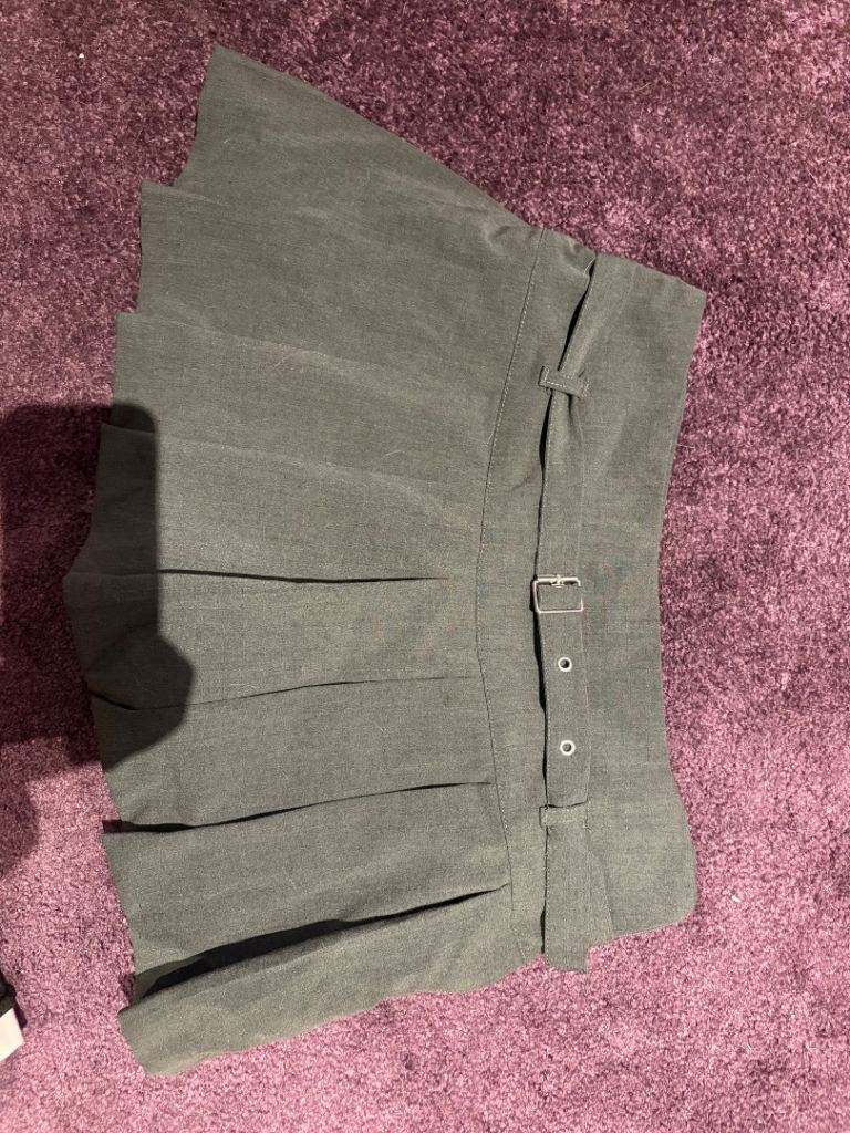 Zara Grey Pleated Skort Mini Skirt with Belt, Size M UK 10, Used, Small Loose Threads