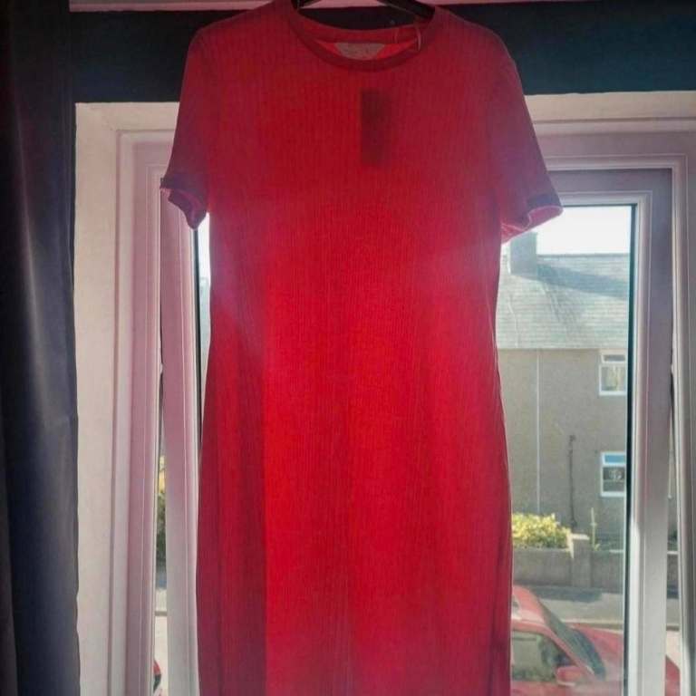 Primark Ribbed Red Dress Size L - Brand New with Tags