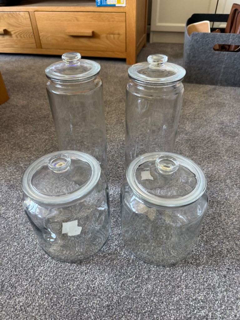 Set of 4 IKEA Vardagen Glass Storage Jars with Lids – Good Condition