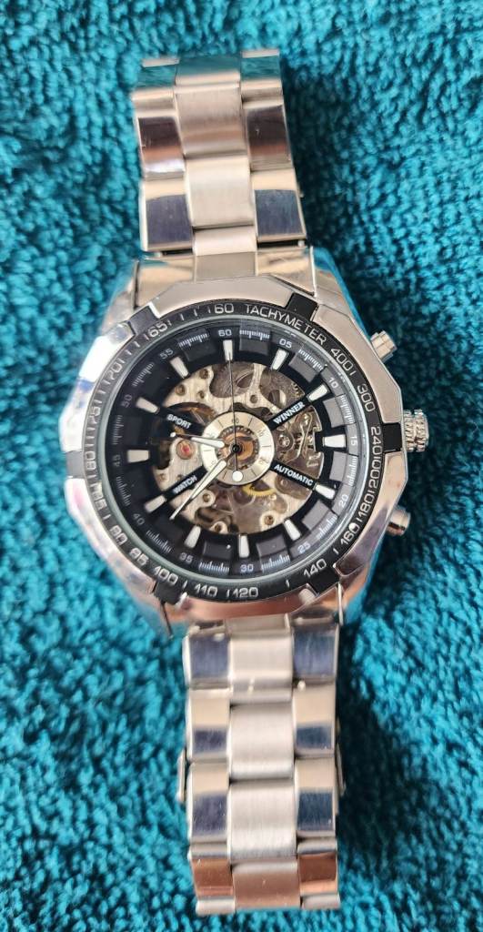 Automatic Skeleton Watch with Stainless Steel Strap – As Good As New