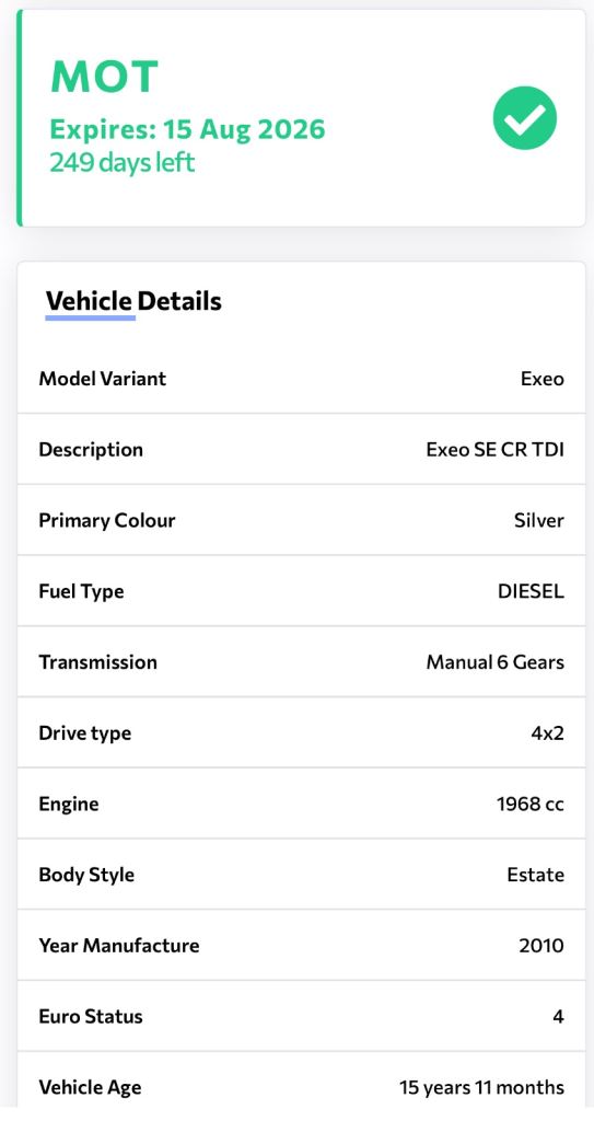 SEAT EXEO SE CR 2.0 TDI ESTATE 2010