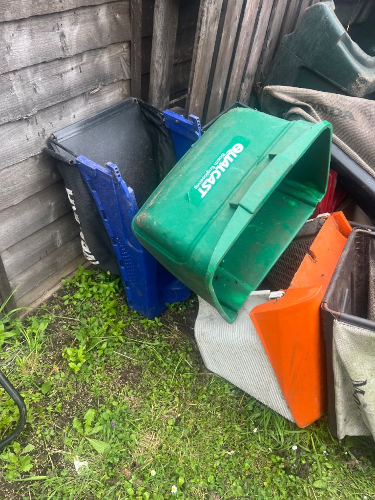 Various petrol Lawn Mower Grass Boxes - Spares or Repair