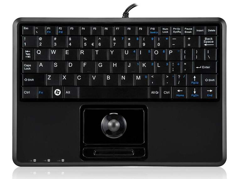 Perixx PERIBOARD-509H PLUS Wired Keyboard with Trackball