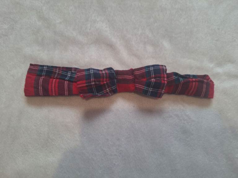 Red Tartan Bow Headband Age 1-2 Years 