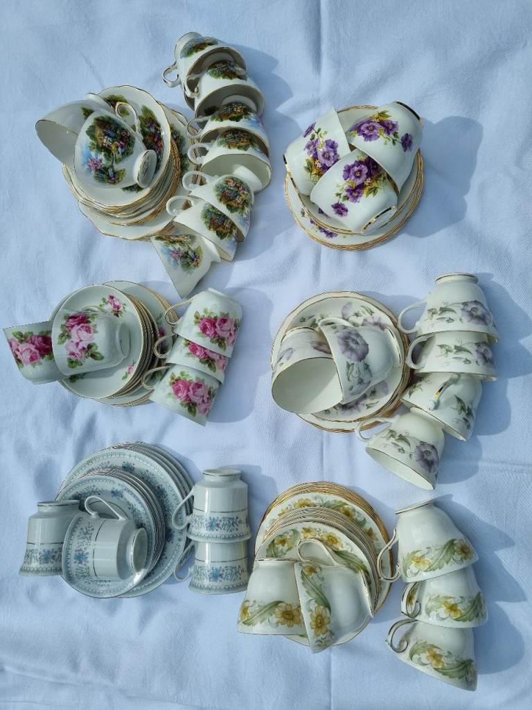 Vintage Bone China, Cups, saucers and plates