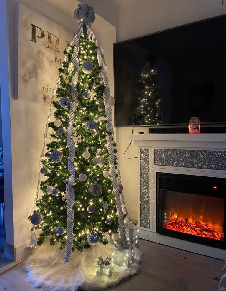 image for Beautiful white crushed diamond mirrored fireplace 