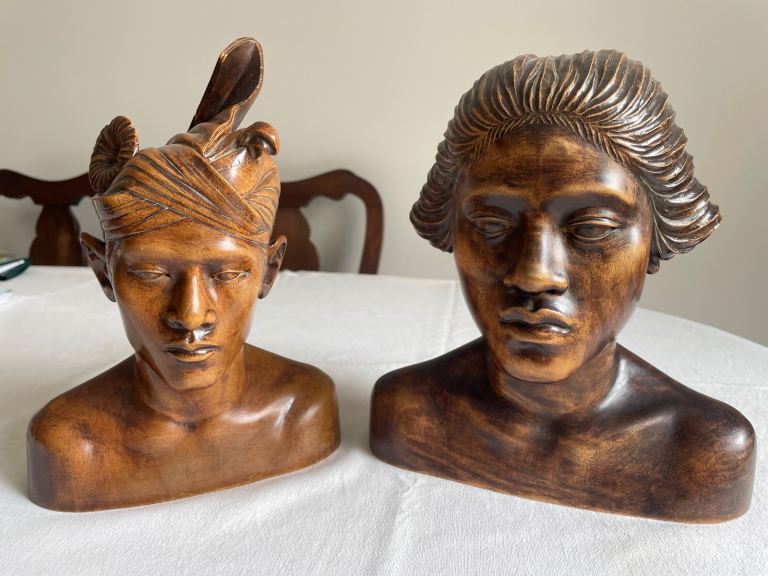 Indonesian wooden carved heads