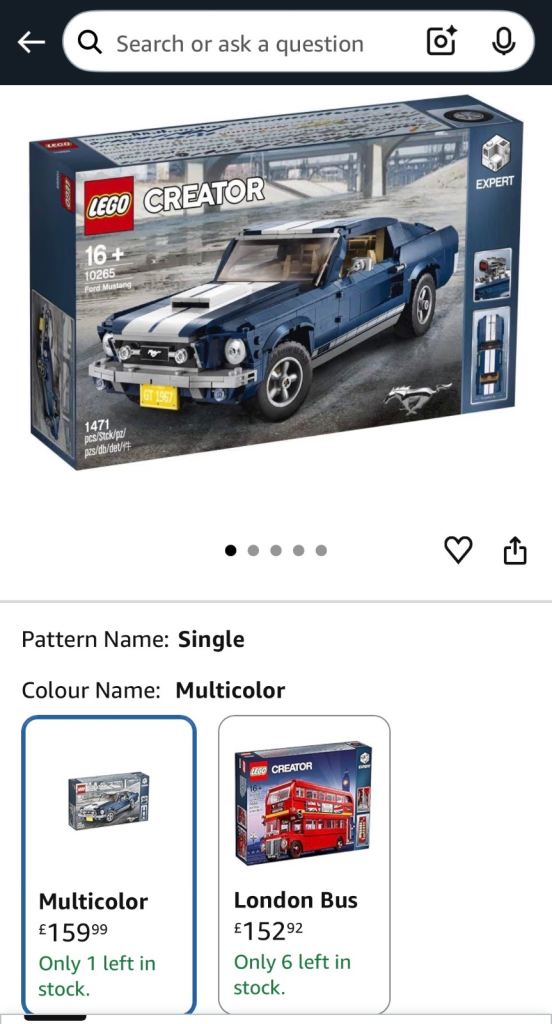 Discontinued Lego ford mustang fastback 1967