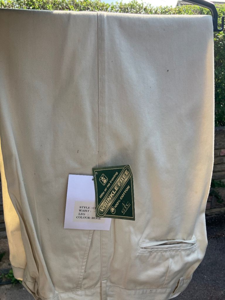 New Wrinkle Free Men's Trousers – Beige, 100% Cotton