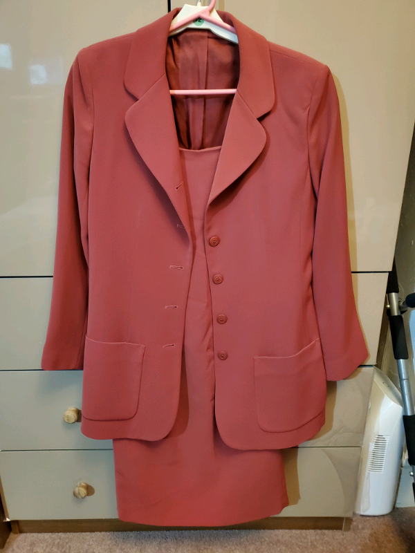 Hobbs Dark coral red blazer suit and skirt